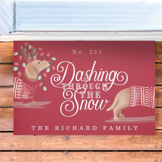 Tapete Dashing Through The Snow Dachshund Dog Sweater (Criador carregado)