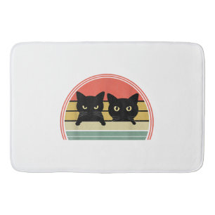 Tapete De Banheiro 2 Gatos Pretos Purgando Vintage Retro Cat Animal L