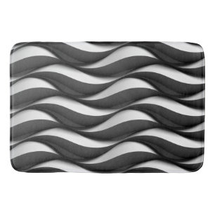 Tapete De Banheiro 3 Padrão Dimensional de preto e branco ondulado