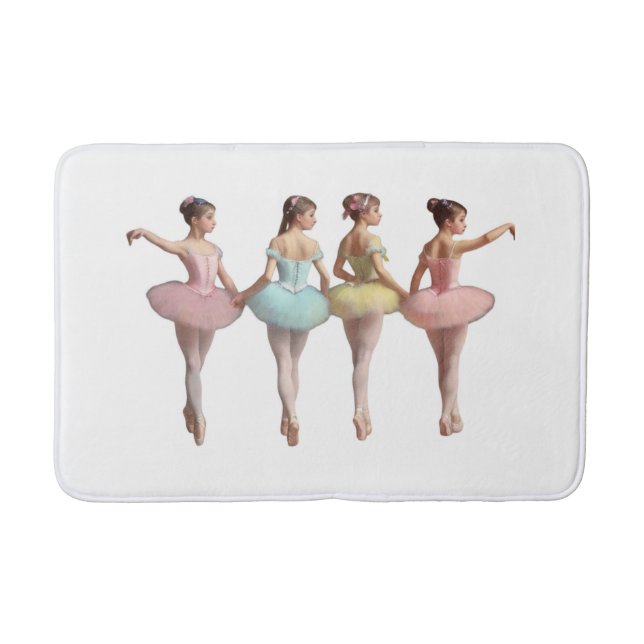 Tapete De Banheiro 4 bailarinas con tutús rosa, amarillo, verde dulce (Frente)