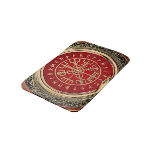 Tapete De Banheiro [610] Compasso Runic mágico Dourado de Vegvisir -
