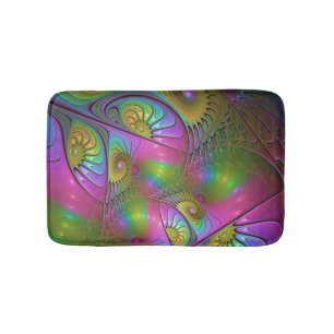 Tapete De Banheiro A Colorida Arte Fractal Abstrata Trippy Luminosa