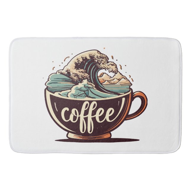 Tapete De Banheiro A Grande Onda De Café (Frente)