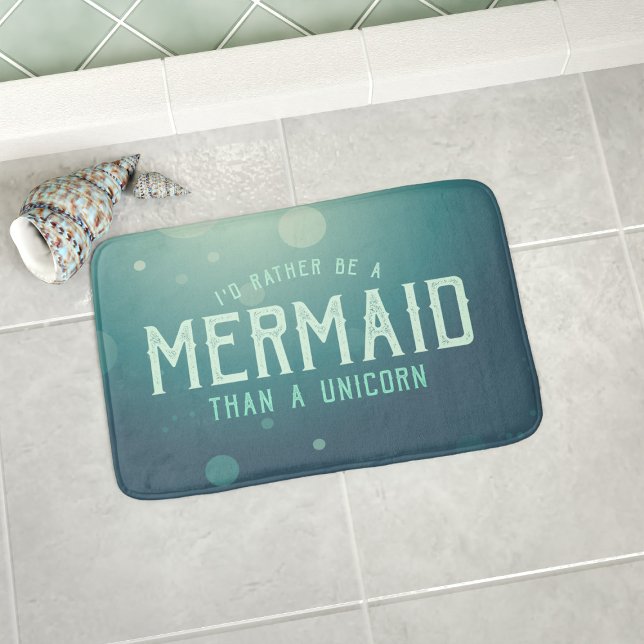 Tapete De Banheiro A Preferencialmente de Turquesa é uma Sereia do qu (Rather be a mermaid than a unicorn? Here's the bath mat for you. Available in 3 sizes - S, M & L)