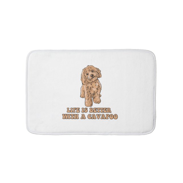 Tapete De Banheiro A Vida É Melhor Com Uma Cavapoo - Cachorro Engraça (frente)