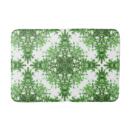 Tapete De Banheiro Abstract Floral Pattern In Black & Green On White