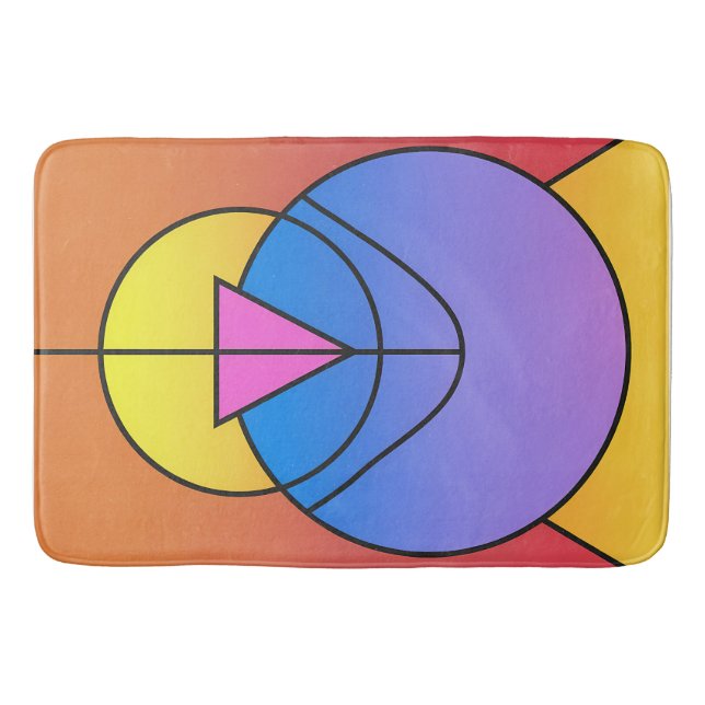 Tapete De Banheiro Abstract Geometric Circles Line Colorful  (Frente)