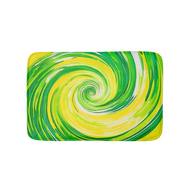 Tapete De Banheiro Abstract Green Yellow Spiral Art (frente)