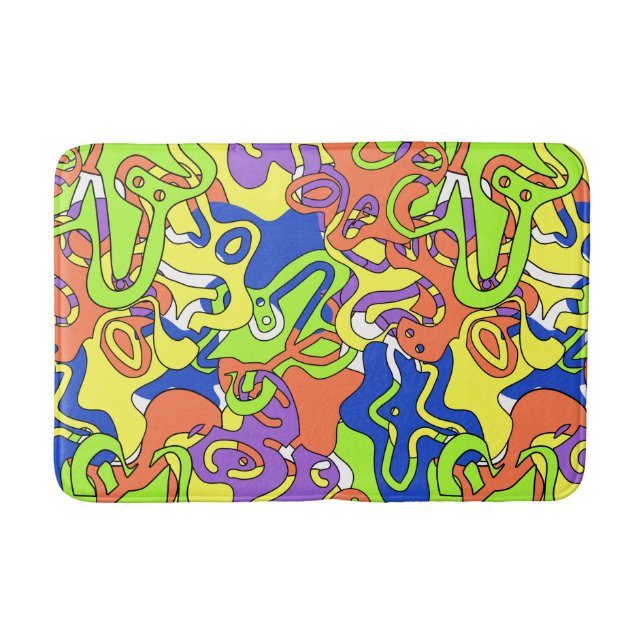 Tapete De Banheiro Abstract Neon Doodle Maze Pattern (Frente)