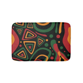 Tapete De Banheiro Abstract Tribal Shapes Pattern in Red, Gold, Green
