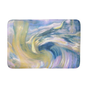 Tapete De Banheiro Abstrato Abstrato Ouro amarelo e azul girado