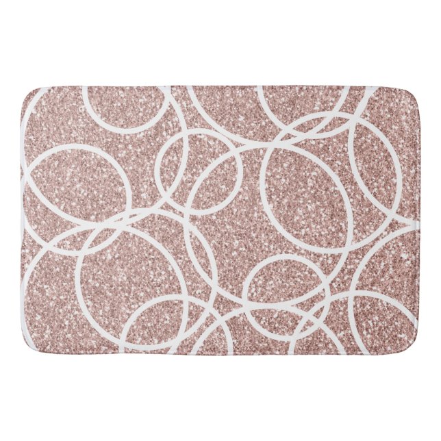 Tapete De Banheiro Abstrato brilhante cor-de-rosa com círculo branco  (Frente)