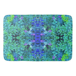 Tapete De Banheiro Abstrato Chartreuse e padrão de folhagem azul