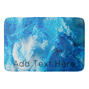 Tapete De Banheiro Abstrato de arte azul e branca misturada