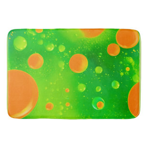 Tapete De Banheiro Abstrato de Arte Laranja e Bolha Verde