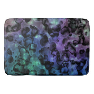 Tapete De Banheiro Abstrato De Azul Roxo E Azul-Azul-Borracha De Banh