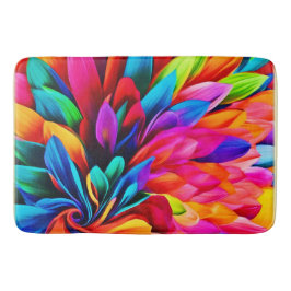 Tapete De Banheiro Abstrato de Flor Arco-Íris Vibrante