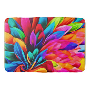 Tapete De Banheiro Abstrato de Flor Arco-Íris Vibrante