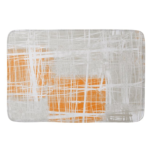Tapete De Banheiro abstrato de laranja cinza (Frente)