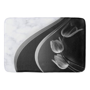 Tapete De Banheiro Abstrato de mármore branco Tulipas Bath Mat