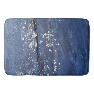 Tapete De Banheiro Abstrato de Tinta Azul Semeada