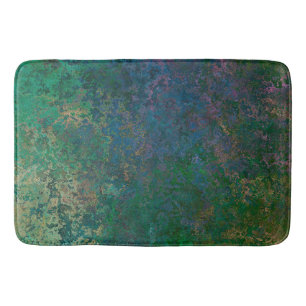 Tapete De Banheiro Abstrato de Tinta Verde Escura e Azul