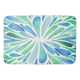 Tapete De Banheiro Abstrato floral aqua burst aqua e azul
