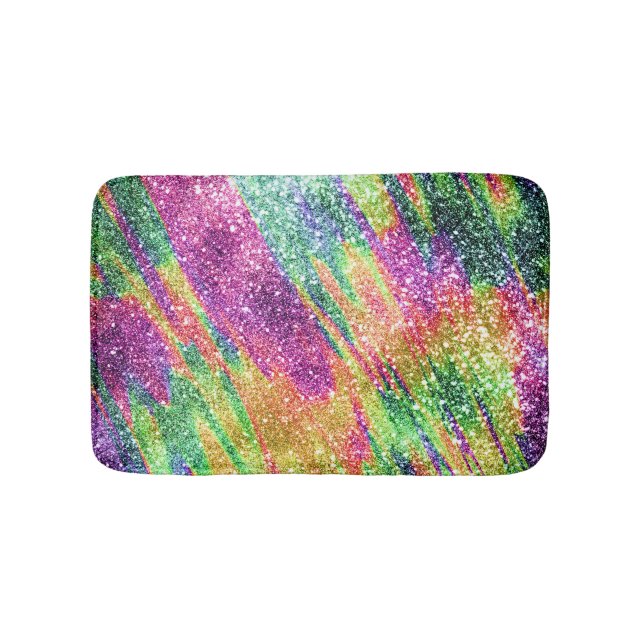 Tapete De Banheiro Abstrato Neon Rainbow Sparkly Glitter (frente)