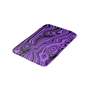Tapete De Banheiro Abstrato Preto Ondas Roxas Bath Mat Escolhe Cores