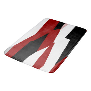 Tapete De Banheiro Abstrato preto, vermelho e branco