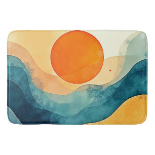Tapete De Banheiro Abstrato Sunset Waves Art