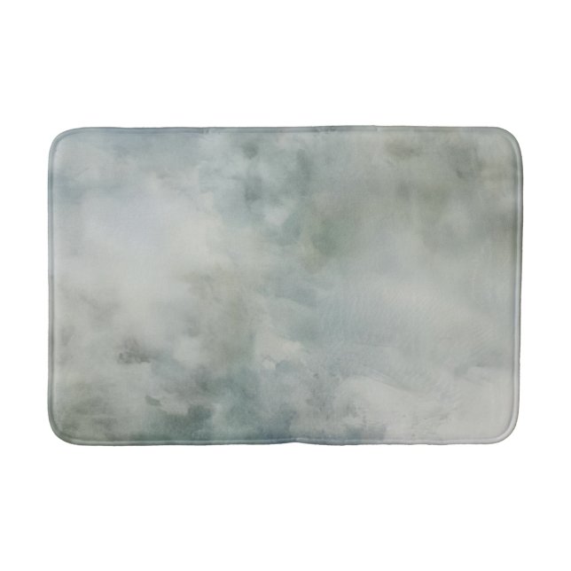 Tapete De Banheiro Abstrato Verde Branco de Sala Azul Dusty (Frente)