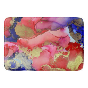 Tapete De Banheiro Abstrato Vermelho Cor-de-rosa azul-púrpura Dourado