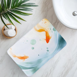 Tapete De Banheiro Abstrato Watercolor Koi Fish Serenity