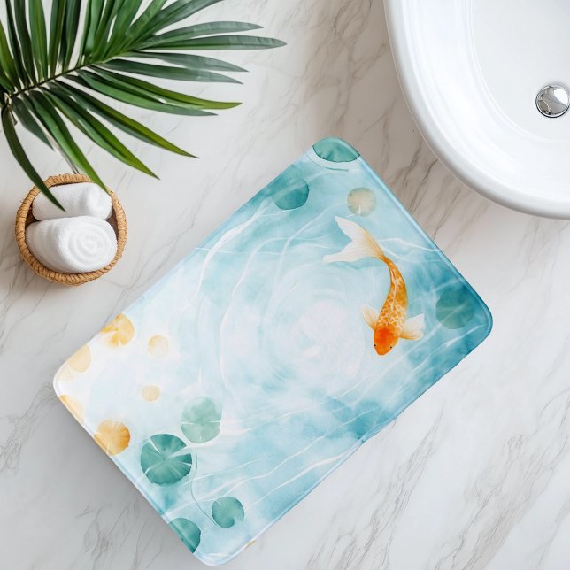 Tapete De Banheiro Abstrato Watercolor Koi Fish Serenity (Criador carregado)