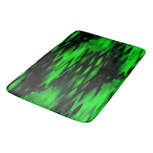 Tapete De Banheiro Abstrato zigue-zague a preto e verde manchado