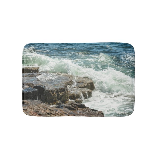 Tapete De Banheiro Acadia Maine Coastline Ocean Waves Blue (frente)