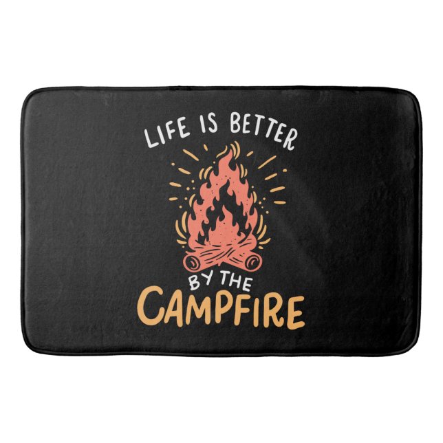 Tapete De Banheiro Acampamento - A Vida É Melhor Pelo Foguete (Frente)