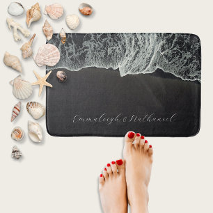 Tapete De Banheiro Aerial Black Sand Beach Custom