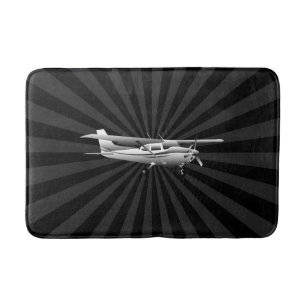 Tapete De Banheiro Aeronave Cessna Silhouette Voando Black Sunburst