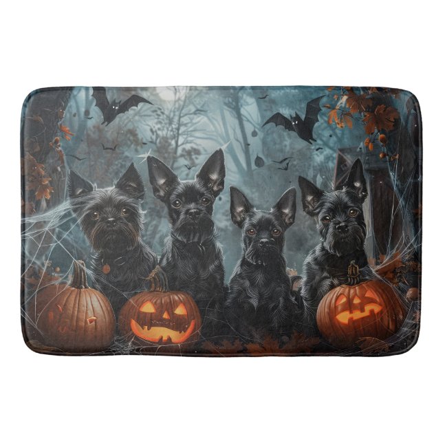 Tapete De Banheiro Afenpinscher Halloween Noite Doggy Delight (Frente)