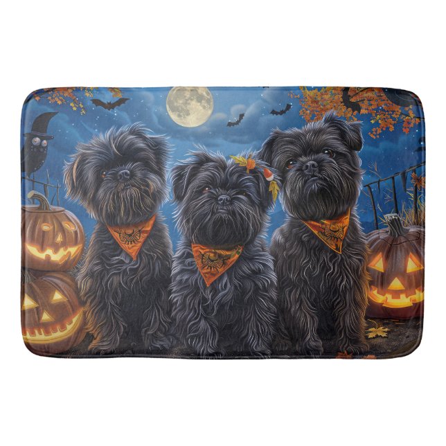 Tapete De Banheiro Affenpinscher Halloween Spooky (Frente)