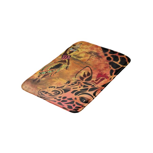 Tapete De Banheiro African Woma and Giraffe Bath Mat (Angulado)