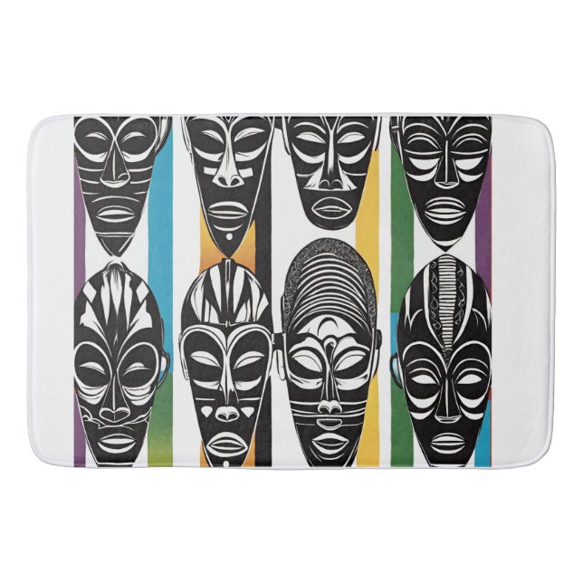 Tapete De Banheiro Afro-Tribal Face Mask Bathmat (Frente)