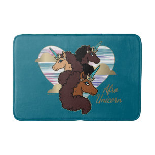 Tapete De Banheiro Afro Unicorn Trio Heart Design