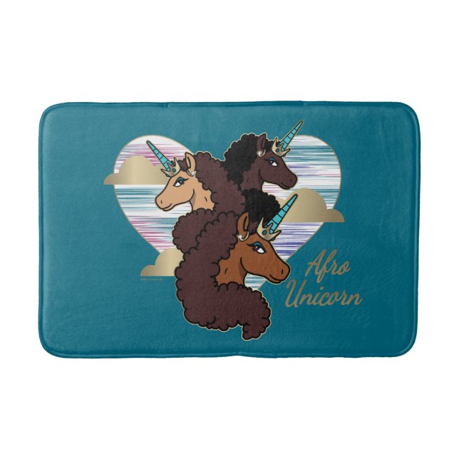 Tapete De Banheiro Afro Unicorn Trio Heart Design (Frente)