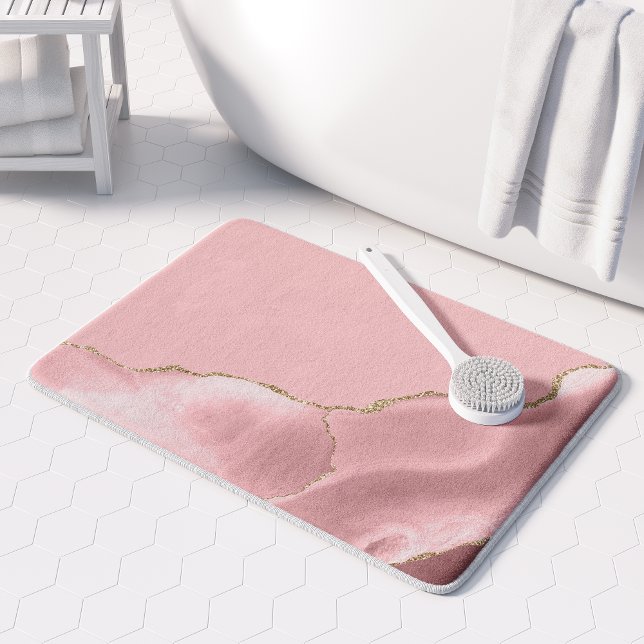 Tapete De Banheiro Ágata Rosa Bege Brilho Dourado (Criador carregado)