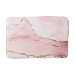 Tapete De Banheiro Agate cor-de-rosa com fita Dourada elegante