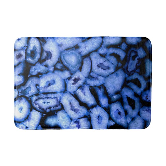 Tapete De Banheiro Agate de quartzo azul, Geodes azuis, padrão de abs (Frente)