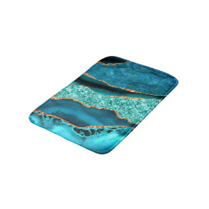 Tapete De Banheiro Agate Teal Blue Marble Aqua Bath Mat